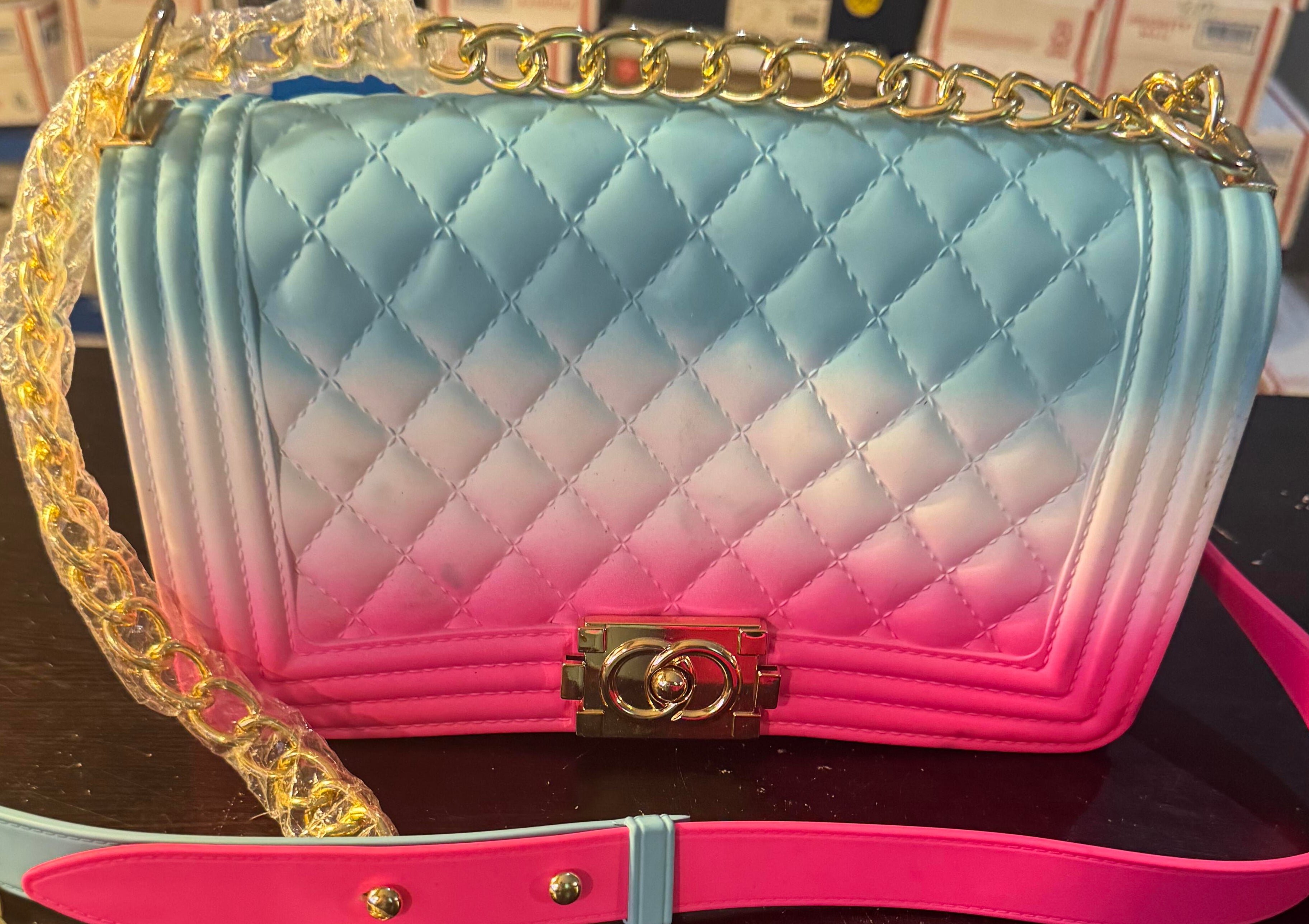 Stylish Summer Purse Pink/White/Blue - New/Opened no tags