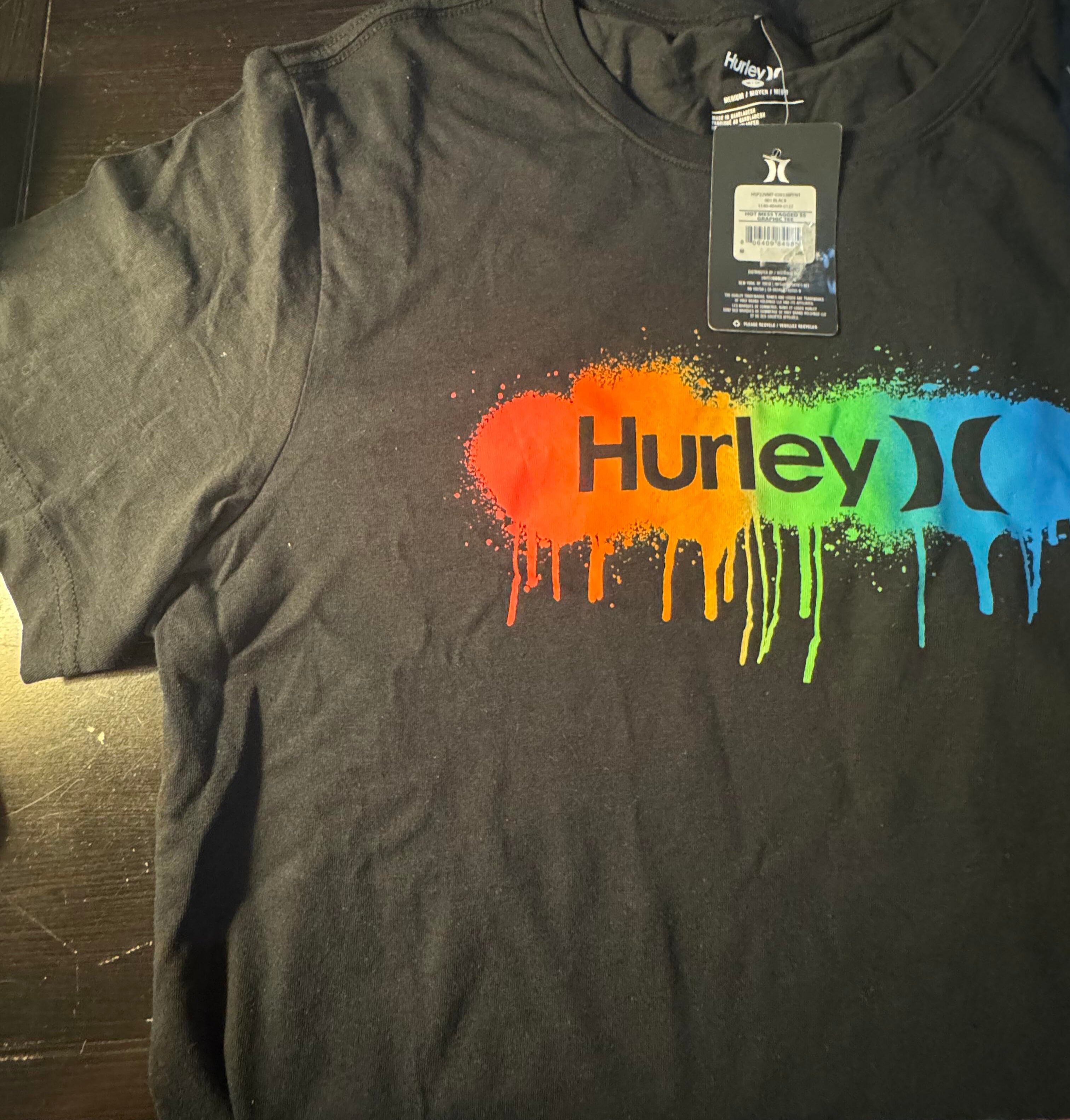 Hurley Drip Color T-Shirt (Black) Size M