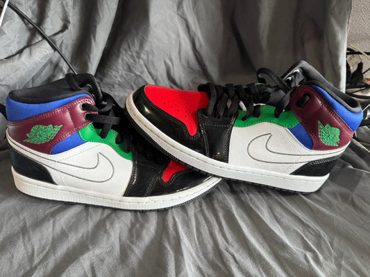 Nike Jordan 1 Mid SE Black White Multi-Color (Women's) Size 9 Pre-Owned