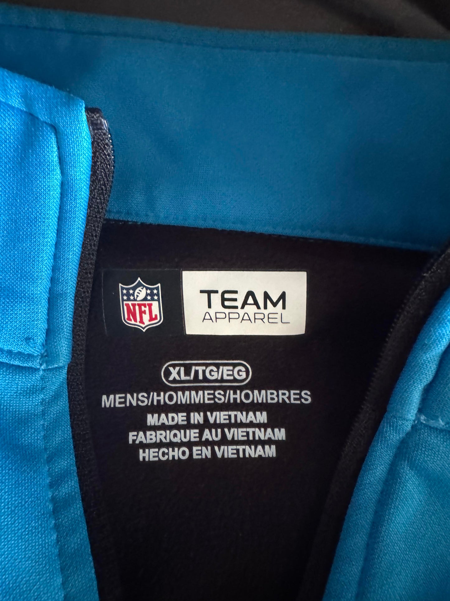 Pre-Owned NFL Team Apparel Carolina Panthers QTR Zip Pullover Size XL