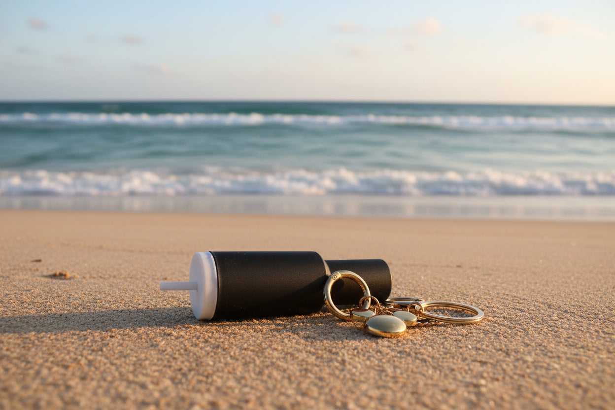 Thermos/Tumbler  Keychain with Lipstick Secret Holder - (Black)