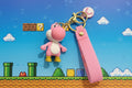 Super Mario Brothers Keychain (Yoshi Pink) with decal and wrist strap