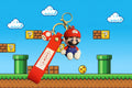 Super Mario Brothers Keychain (Lucky Mario Red) with decal and wrist strap