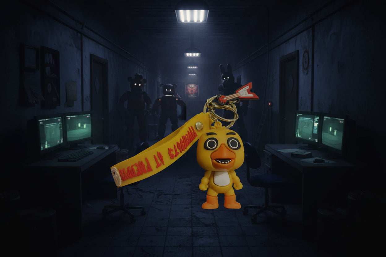 Five Nights at Freddy's Keychain (Chica) with decal and wrist strap