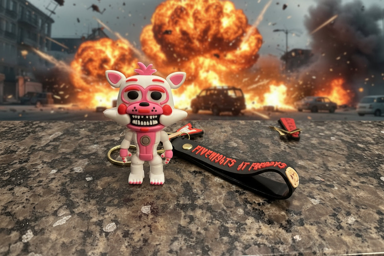 Five Nights at Freddy's Keychain (Mangle) with decal and wrist strap