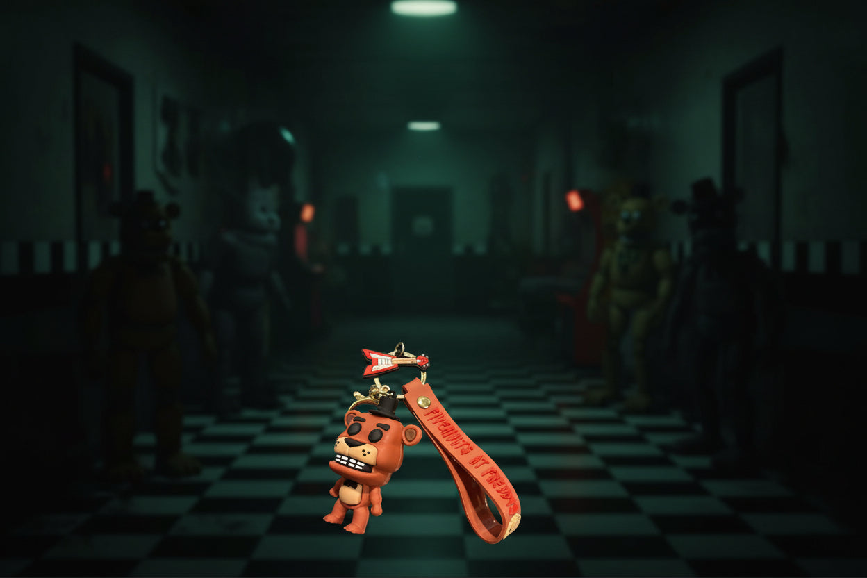 Five Nights at Freddy's Keychain (Freddy) with decal and wrist strap