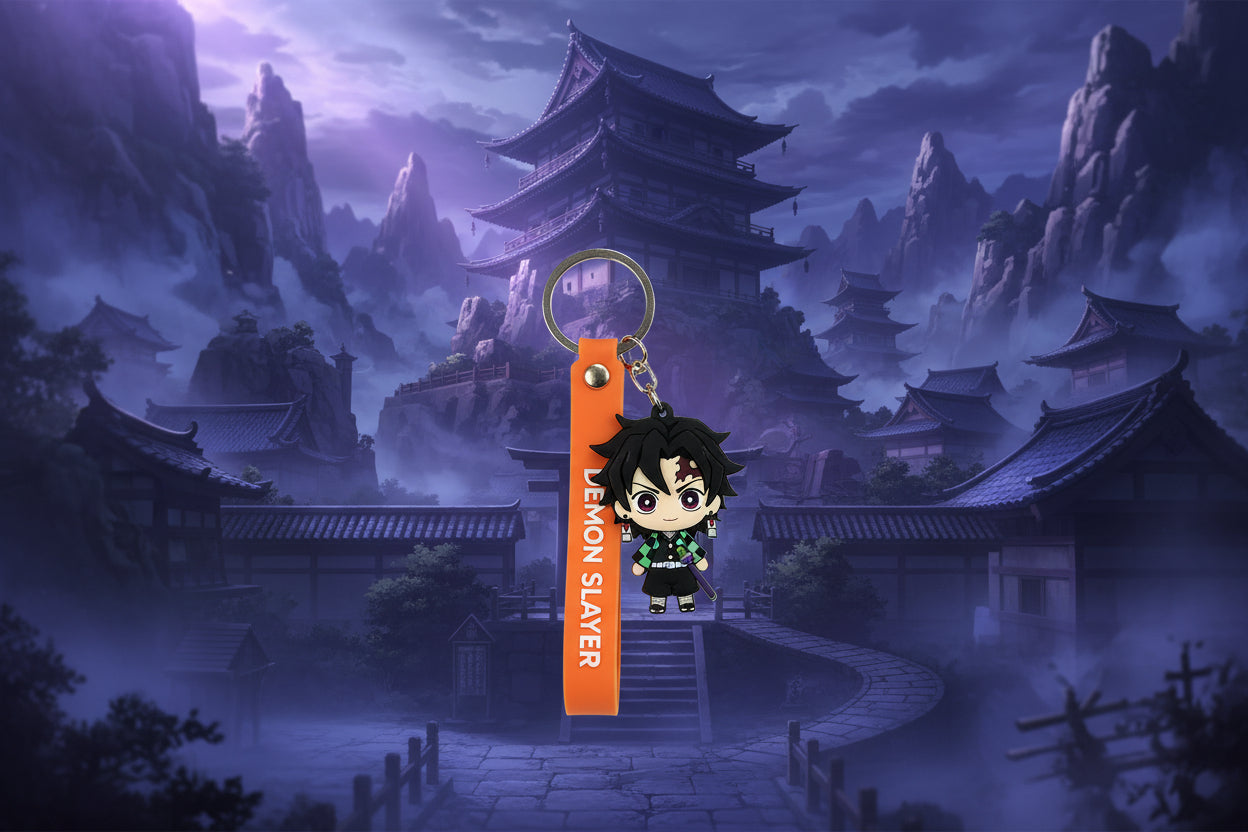 Demon Slayer Keychain with decal and wrist strap