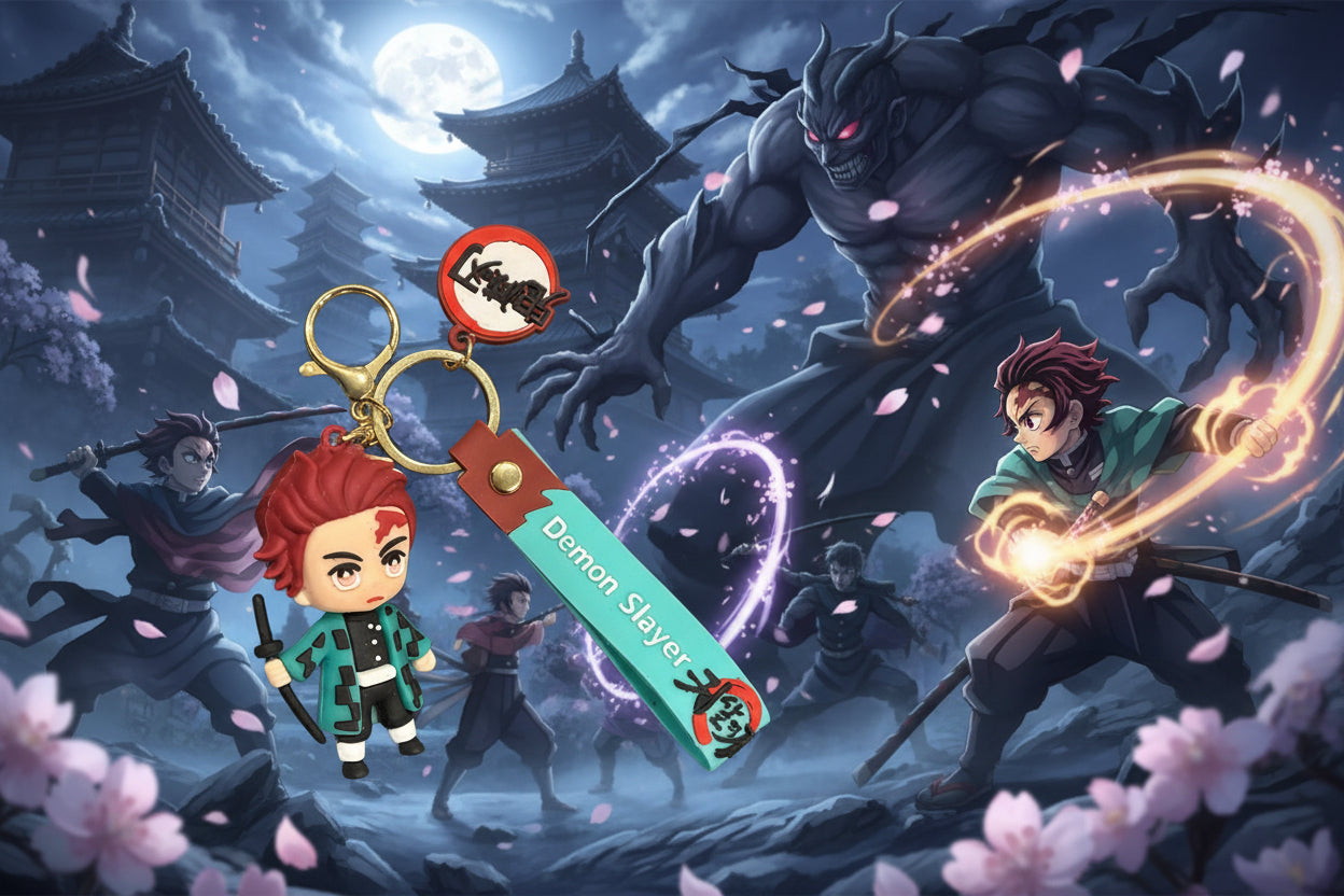 Demon Slayer Keychain with decal and wrist strap
