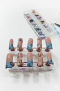 XL Hand Painted Press-On Nails Floral French Tip