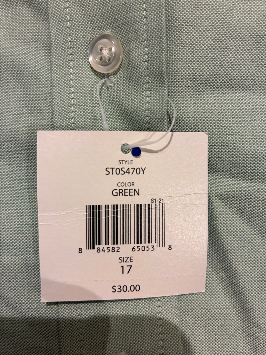 Statement Short Sleeve Dress Shirt (Green) Size 17