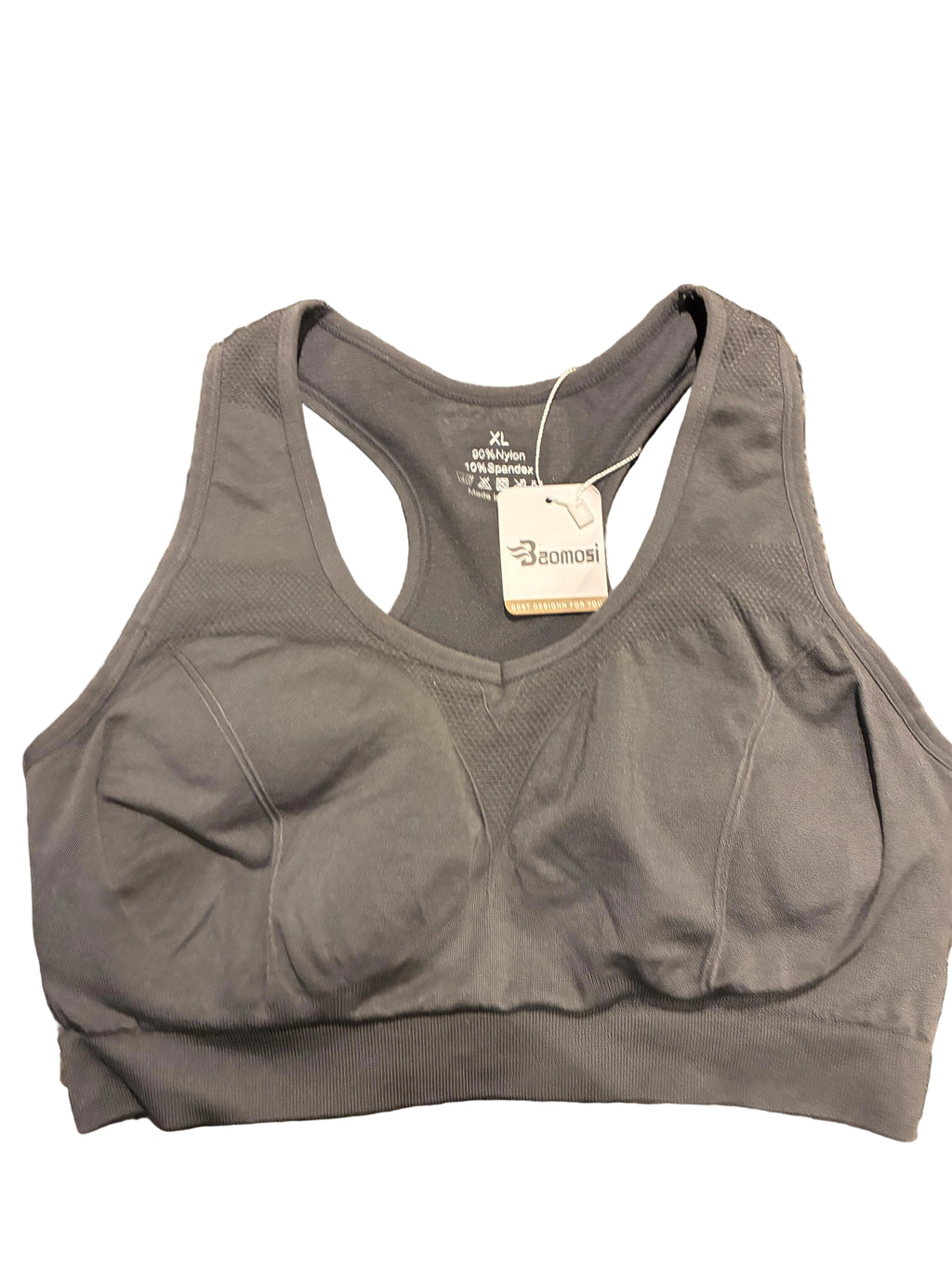Baomosi Spandex Sports Bra Size: XL (Gray)