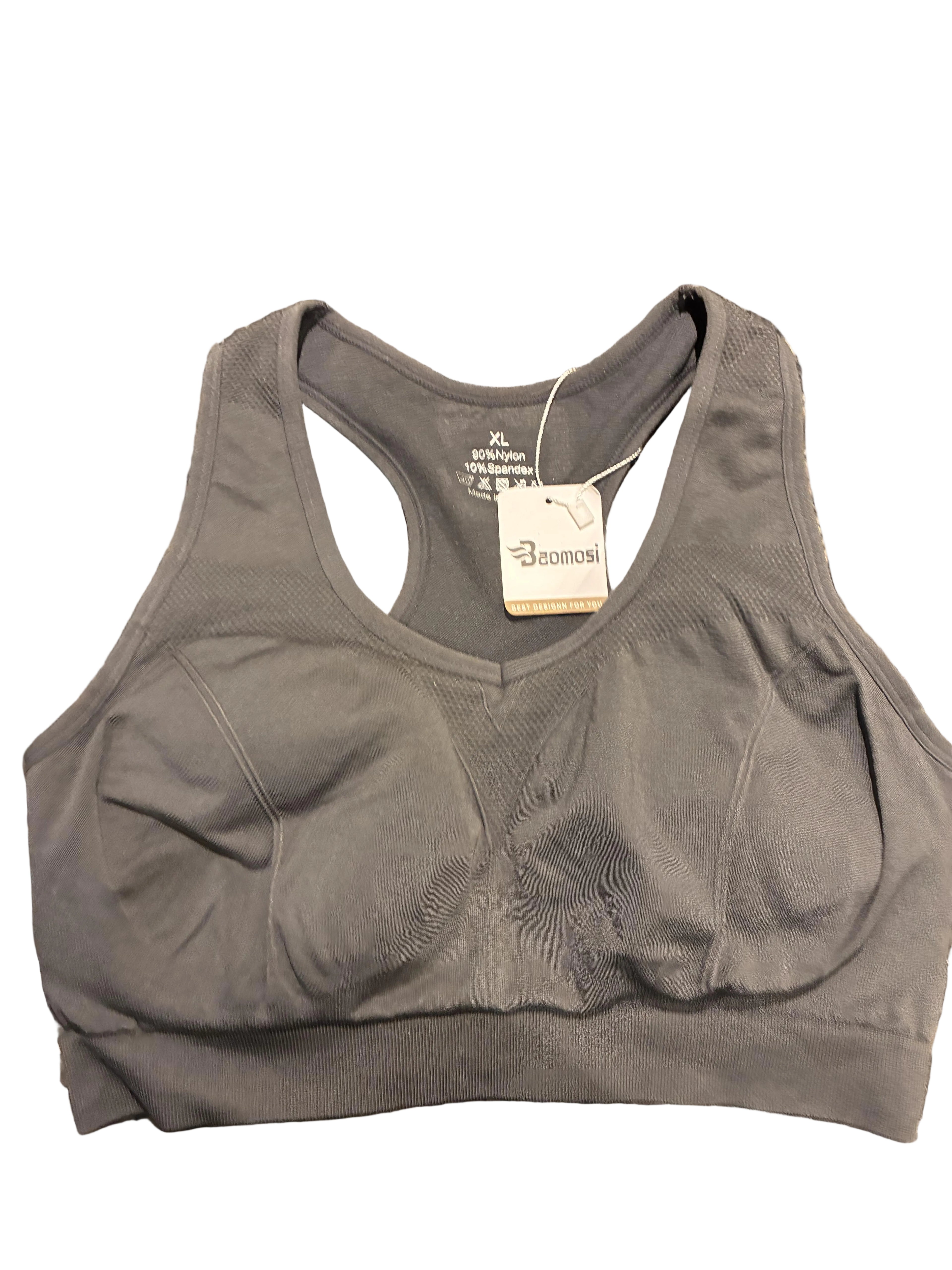 Baomosi Spandex Sports Bra Size: XL (Gray)