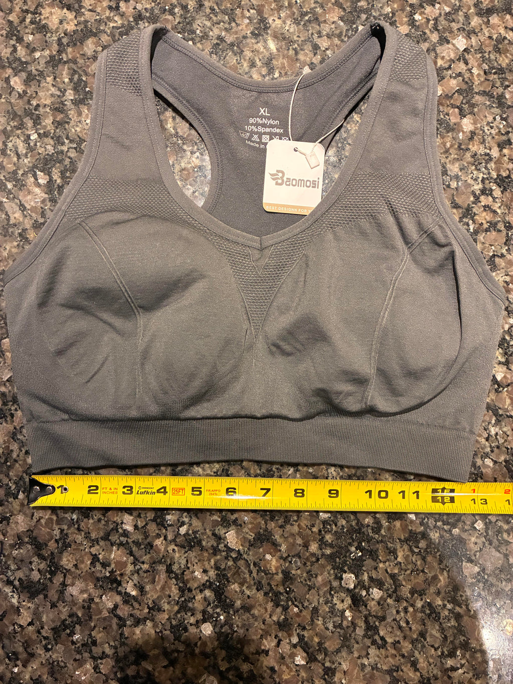 Baomosi Spandex Sports Bra Size: XL (Gray)