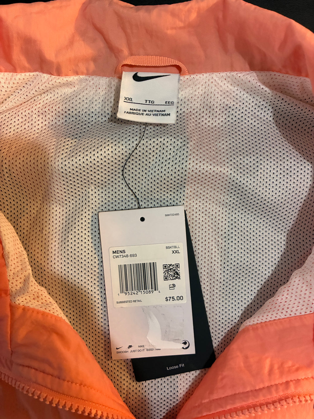 Nike Windbreaker Jacket Mens Black Peach Colorblock Retro Logo Active XXL