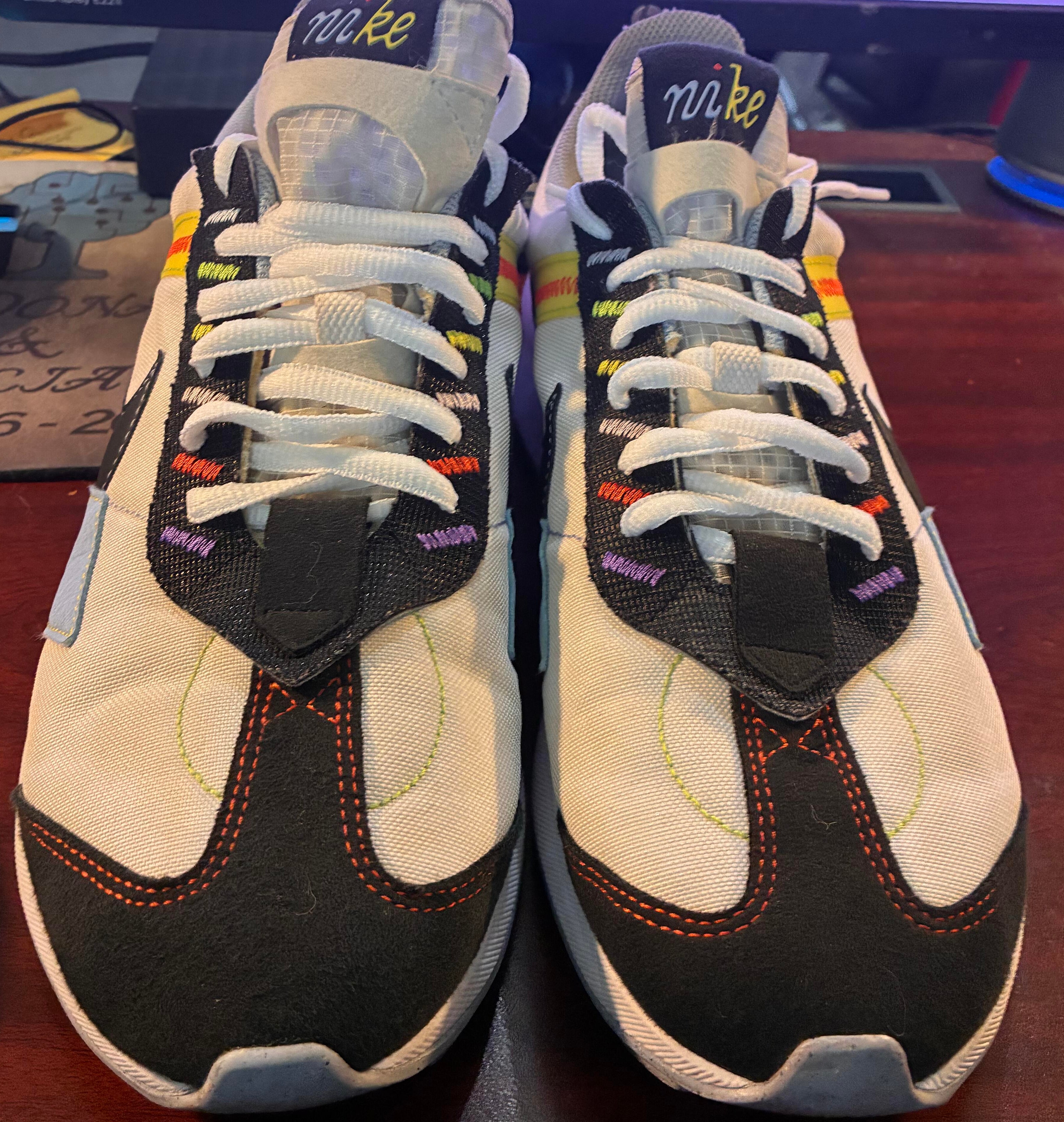 Nike Air Max Pre-Day Unisex Shoes Size 10, Color: White/Black/Cobalt Bliss - Used