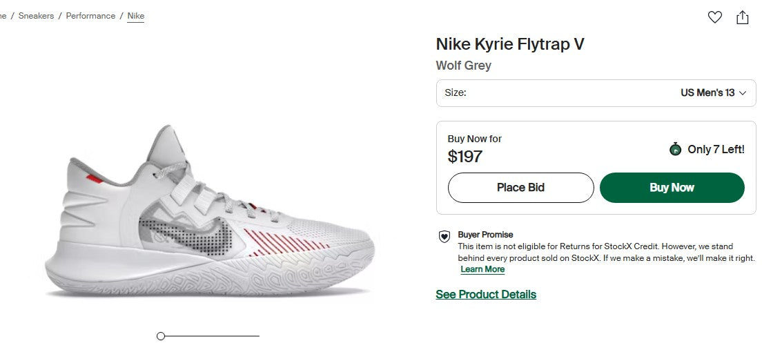 Nike Kyrie Flytrap 5 White Grey Red CZ4100-100 Size 7.5 Mens Basketball Shoes