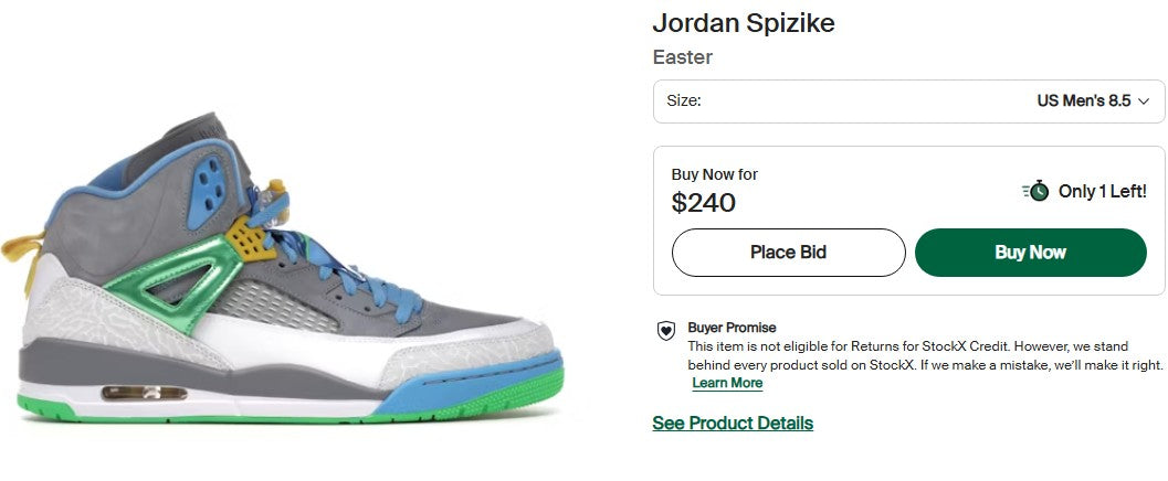 NIKE AIR JORDAN SPIZIKE "EASTER" STEALTH-POISON GREEN-BLUE SZ 13 MEN