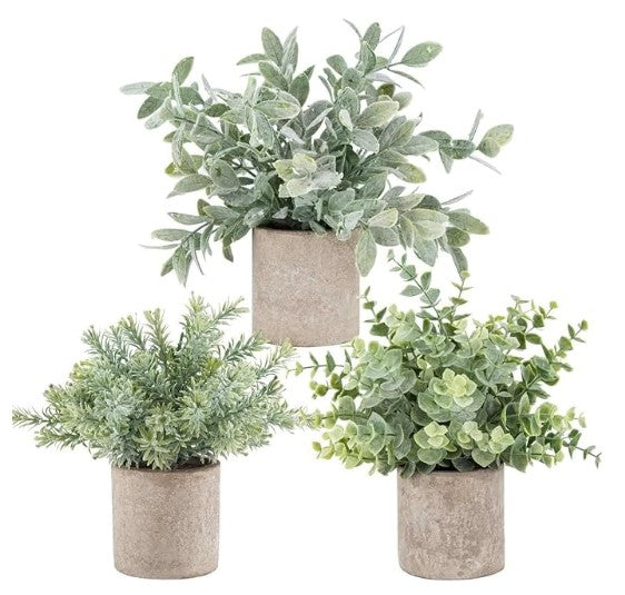 Der Rose 3 Pack Mini Potted Fake Plants