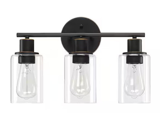 17 in. 3-Light Bathroom Light Fixtures Oil Rubbed Bronze Vanity Light