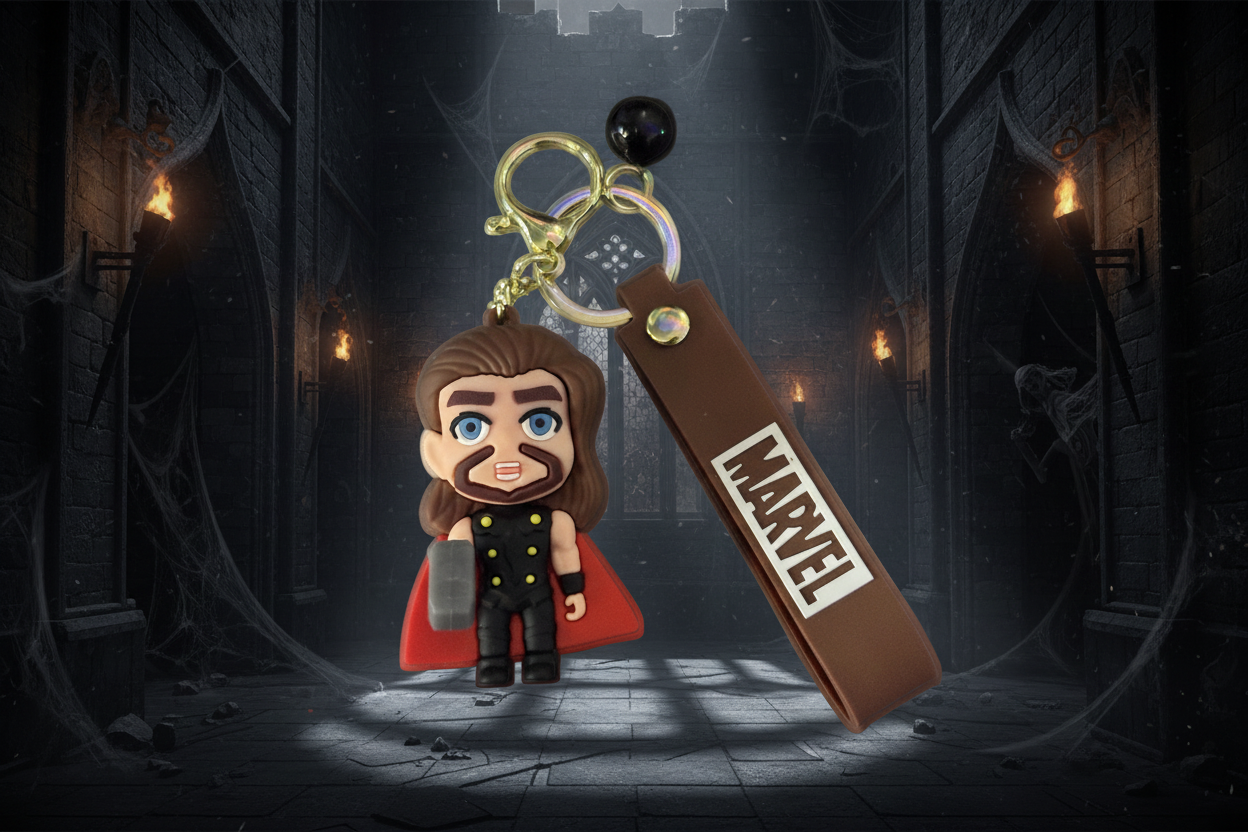 Hero Keychain (Thor) with bell and Marvel wrist strap