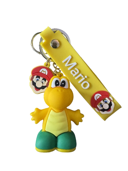 Super Mario Brothers Keychain (Yoshi Gold) with decal and wrist strap