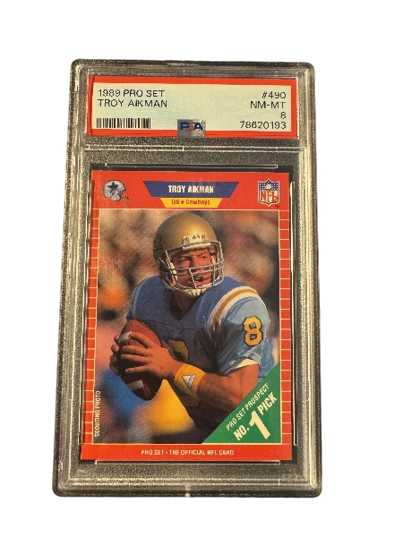 1989 Pro Set Football Troy Aikman Rookie Card #490 PSA 8